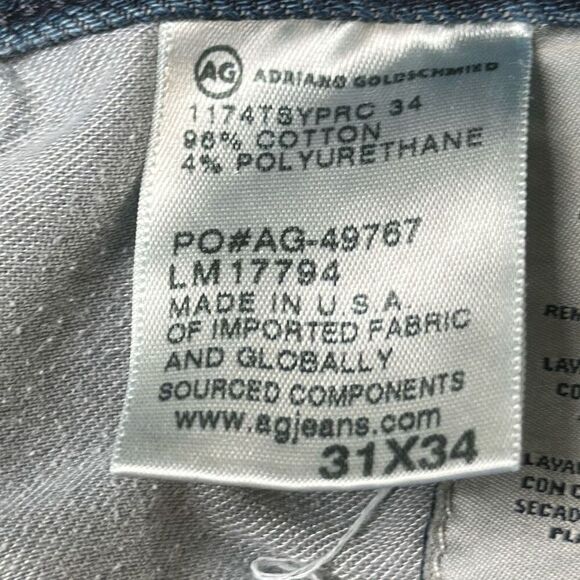 Adriano Goldschmied AG Jeans Mens size 31 34 The Graduate Denim 360 Stretch - Picture 11 of 12